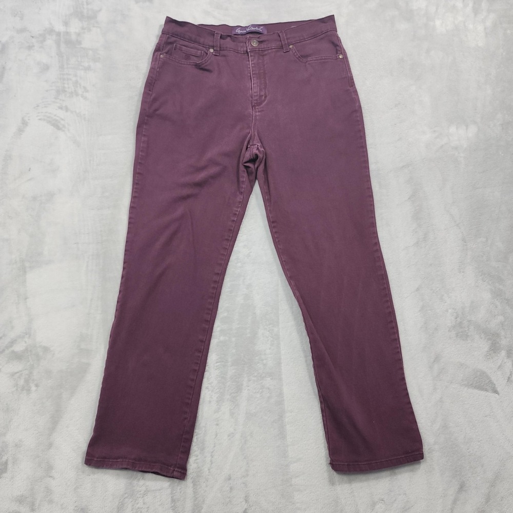 Gloria Vanderbilt Jeans Womens 10 Purple Amanda Mid Rise Tapered Stretch Denim